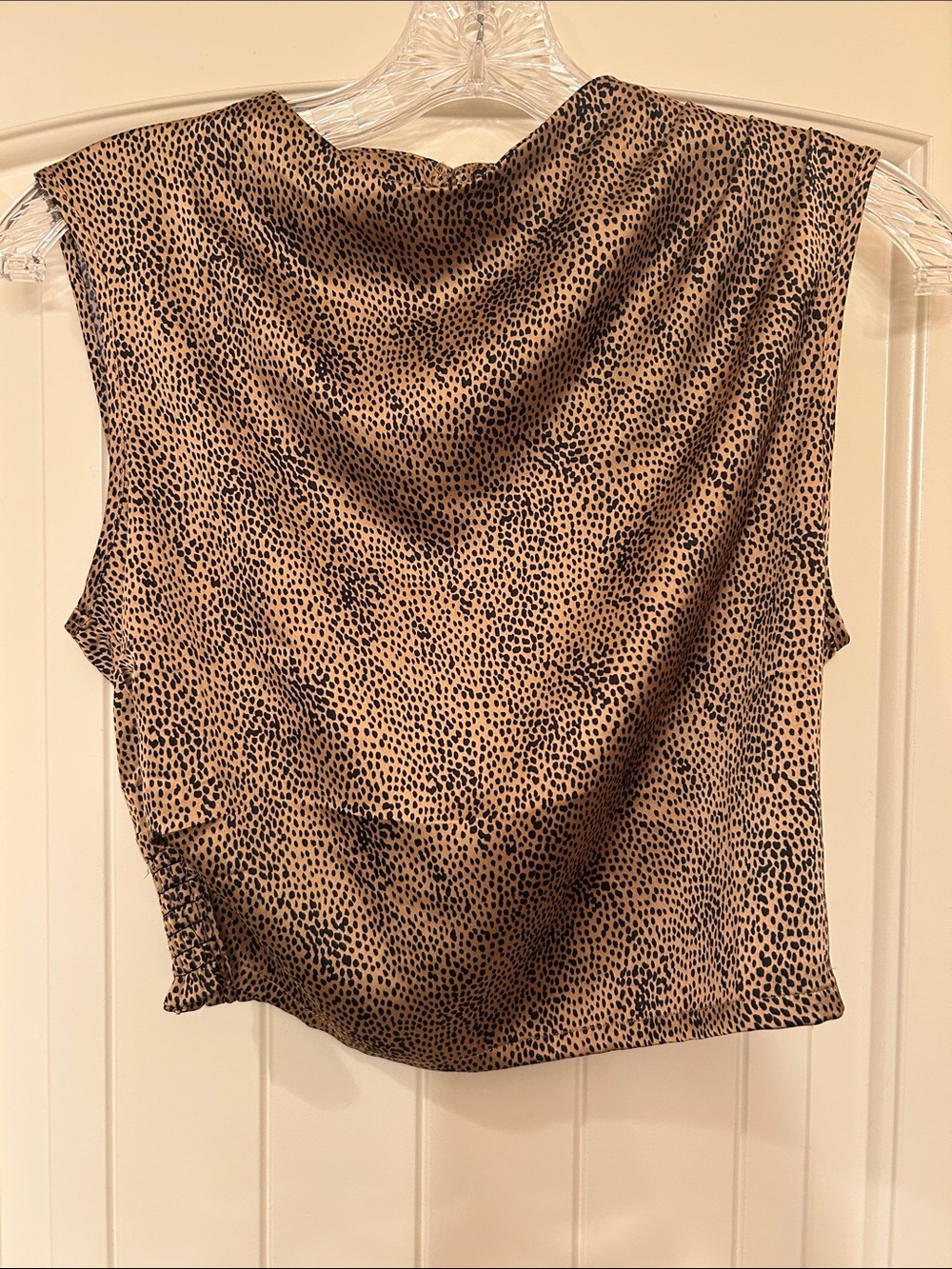 Sincerely Jules Brown and Black Sleeveless Cowl Neck Blouse